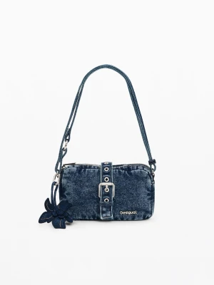 Średni portfel na ramię z dżinsu w kwiaty Desigual