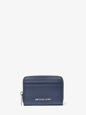 Średni portfel podróżny Jet Set ze skóry saffiano Michael Kors GRANATOWY (Niebieski)