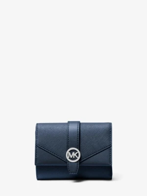 Średni trzyczęściowy portfel Greenwich ze skóry Michael Kors GRANATOWY (Niebieski)