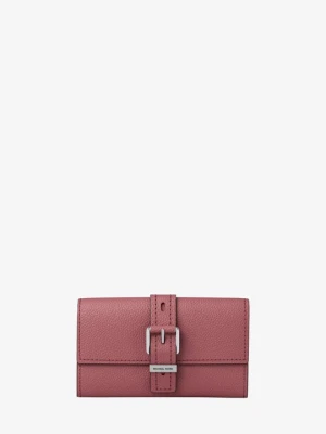 Średni trzyczęściowy portfel Nolita ze skóry groszkowej Michael Kors PALISANDER (Różowy)