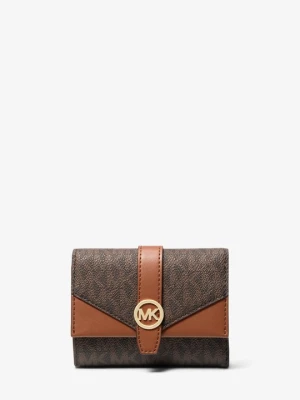 Średni trzyelementowy portfel Greenwich z charakterystycznym logo Michael Kors BRĄZOWY (Brązowy)