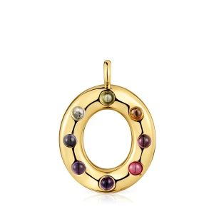 Średni Wisiorek Ze Srebra, Pokryty 18-Karatowym Złotem, Z Kamieniami Szlachetnymi Sugar Party - Tous