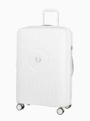 Średnia biała walizka z polipropylenu z zamkiem szyfrowym TSA Puccini