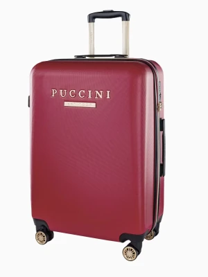 Średnia bordowa walizka z eleganckim napisem  Puccini