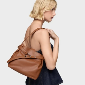 Średnia Camelowa Skórzana Torebka Na Ramię Tous Hold - Tous