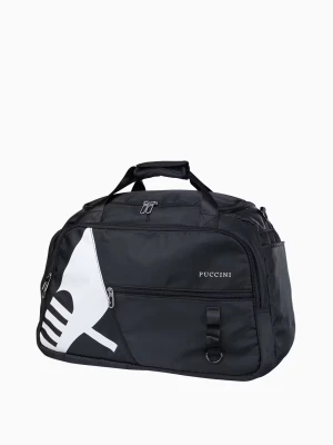 Średnia czarna torba sportowa z kieszeniami Puccini