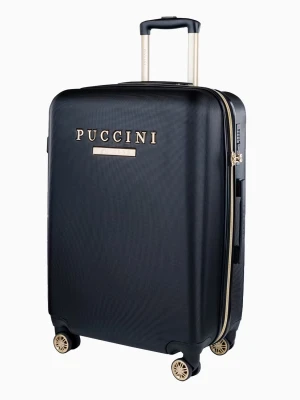 Średnia czarna walizka z eleganckim napisem  Puccini