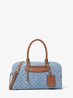 Średnia denimowa torebka typu worek Jet Set do przewieszenia przez ramię z charakterystycznym logo MICHAEL Michael Kors