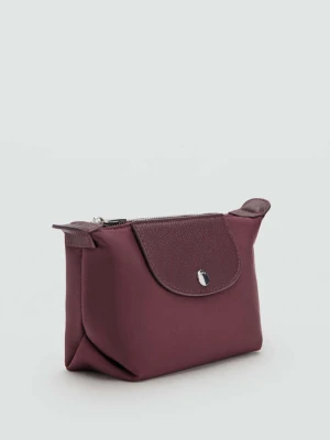 Średnia kosmetyczka z łączonego nylonu burgund - Kobieta - Rozmiar uniwersalny - MANGO