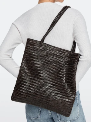 Średnia Pleciona Torba Tote Ze Skóry Nappa - Brązowy - Massimo Dutti - Female