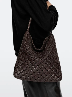 Średnia Pleciona Torebka Ze Skóry Nappa - Brązowy - Massimo Dutti - Female
