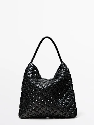 Średnia Pleciona Torebka Ze Skóry Nappa - Czarny - Massimo Dutti - Female
