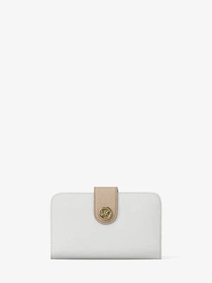 Średnia portfel ze skóry groszkowej w bloki kolorów z zawieszką z logo MK Pop Michael Kors