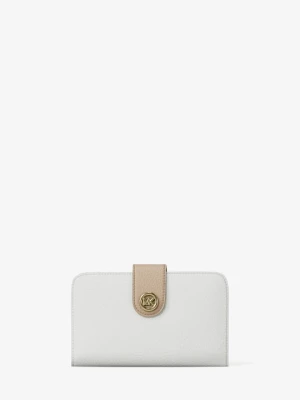 Średnia portfel ze skóry groszkowej w bloki kolorów z zawieszką z logo MK Pop Michael Kors
