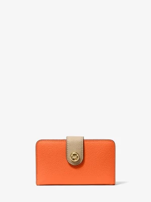 Średnia portfel ze skóry groszkowej w bloki kolorów z zawieszką z logo MK Pop Michael Kors