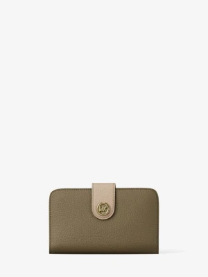 Średnia portfel ze skóry groszkowej w bloki kolorów z zawieszką z logo MK Pop Michael Kors