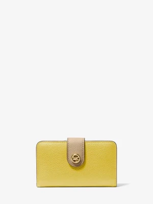 Średnia portfel ze skóry groszkowej w bloki kolorów z zawieszką z logo MK Pop Michael Kors