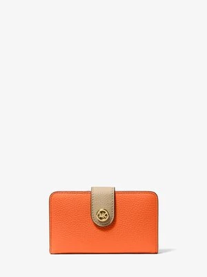 Średnia portfel ze skóry groszkowej w bloki kolorów z zawieszką z logo MK Pop MICHAEL Michael Kors