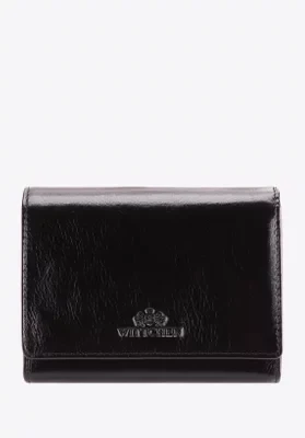 Średnia portmonetka damska skórzana czarna Wittchen
