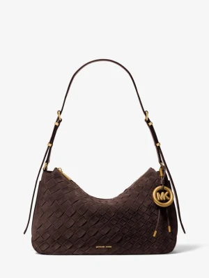 Średnia ręcznie tkana torebka na ramię Nolita z zamszu Michael Kors CZEKOLADOWY (Brązowy)