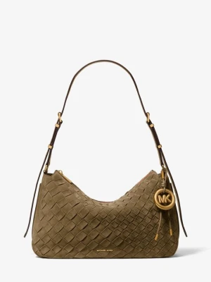 Średnia ręcznie tkana torebka na ramię Nolita z zamszu Michael Kors LODEN (Zielony)