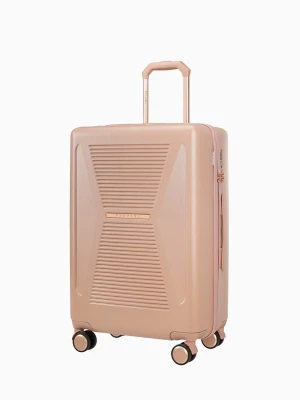 Średnia różowa walizka z elementami rose gold Puccini