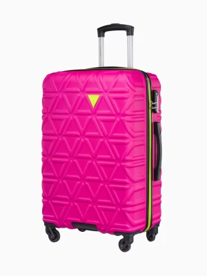 Średnia różowa walizka z kontrastowym wykończeniem Puccini