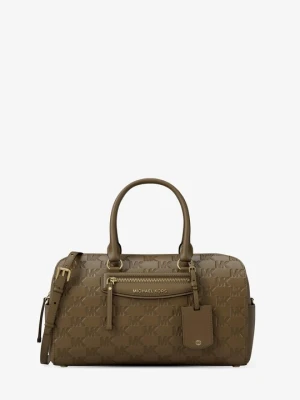 Średnia skórzana podróżna torba Jet Set typu worek do przewieszenia przez ramię z wytłoczonym logo Michael Kors LODEN (Zielony)