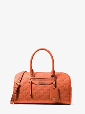 Średnia skórzana podróżna torba Jet Set typu worek do przewieszenia przez ramię z wytłoczonym logo Michael Kors MIMOZA (Pomarańczowy)
