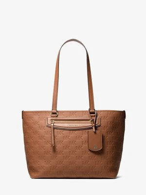 Średnia skórzana podróżna torba tote Jet Set z wytłoczonym logo MICHAEL Michael Kors