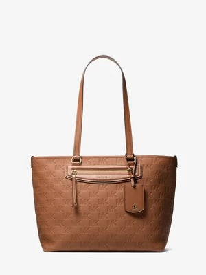 Średnia skórzana podróżna torba tote Jet Set z wytłoczonym logo MICHAEL Michael Kors