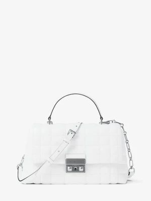 Średnia skórzana torba Tribeca z pikowanej skóry Michael Kors OPTYCZNA BIEL (Biały)