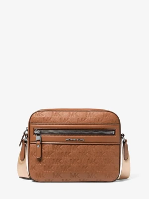 Średnia torba do przewieszenia przez ramię Jet Set ze skóry z wytłoczonym logo Michael Kors BRĄZOWY (Brązowy)