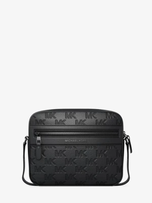 Średnia torba do przewieszenia przez ramię Jet Set ze skóry z wytłoczonym logo Michael Kors CZARNY (Czarny)