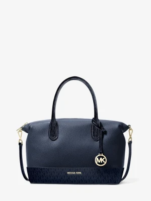 Średnia torba Hyde ze skóry groszkowej z charakterystycznym logo Michael Kors GRANATOWY (Niebieski)