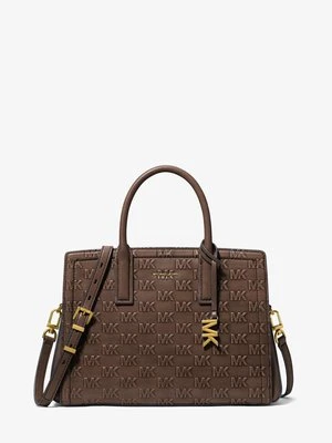 Średnia torba Laila z polerowanej skóry z wytłoczonym logo Michael Kors CZEKOLADOWY (Brązowy)