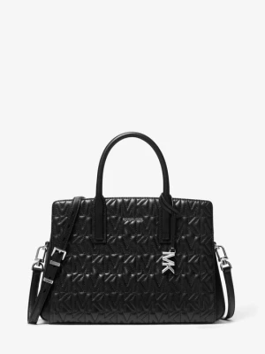 Średnia torba Laila z wytłoczonym logo Michael Kors CZARNY (Czarny)