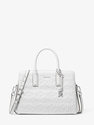 Średnia torba Laila z wytłoczonym logo Michael Kors OPTYCZNA BIEL (Biały)
