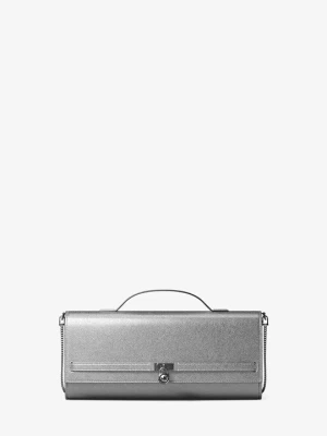 Średnia torba na ramię Hamilton Moderne z metalicznej skóry z przepinanym paskiem Michael Kors SREBRNY (Srebrny)