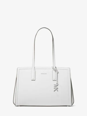 Średnia torba tote Laila ze skóry groszkowej Michael Kors OPTYCZNA BIEL (Biały)