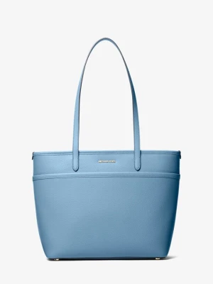 Średnia torba tote Marlowe ze skóry groszkowej z kieszenią Michael Kors CHAMBRAY (Niebieski)