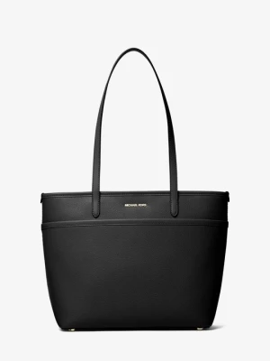 Średnia torba tote Marlowe ze skóry groszkowej z kieszenią Michael Kors CZARNY (Czarny)