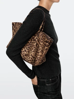 Średnia Torba Tote Ze Skóry I Futra - Ecru - Massimo Dutti - Female