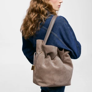 Średnia Torba Worek W Kolorze Szarobrązowym Skórzana Tous Heritage - Tous