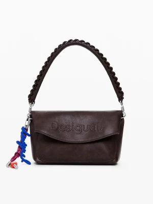 Średnia torba z efektem zamszu z logo 3D Desigual