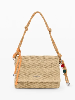 Średnia torebka z rafii z zawieszkami Desigual