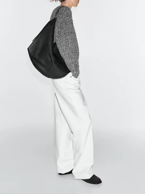 Średnia Torba Ze Skóry Nappa - Czarny - - Massimo Dutti - Kobieta