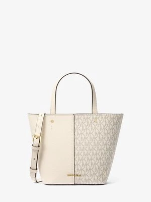 Średnia torebka do przewieszenia przez ramię Flora ze skóry groszkowej z charakterystycznym logo MICHAEL Michael Kors