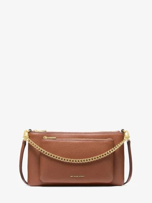 Średnia torebka do przewieszenia przez ramię Jet Set z groszkowej skóry z odpinanym paskiem Michael Kors BRĄZOWY (Brązowy)