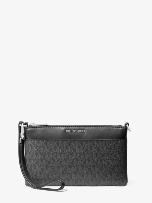 Średnia torebka Jet Set na nadgarstek z charakterystycznym logo z odpinanym paskiem Michael Kors CZARNY (Czarny)